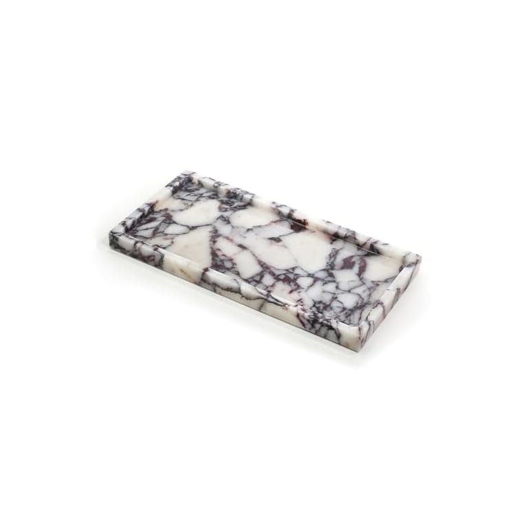 FutureStone 100% Natural Luxury Calaccata Viola Marble Small Hand Towel Tray Holder Organizer, Makeup Bathroom Holder