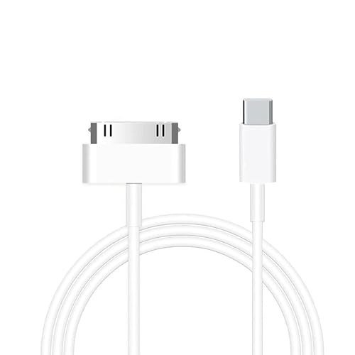 ZHHSUNY 3.3Ft 30-Pin to USB C Adapter Cable for i-Phone 4/4S i-Pad 1/2/3 i-Pod, Type-C to 30 Pin Cable Mains Charging Syncing Old Pad Phone Pod (White)
