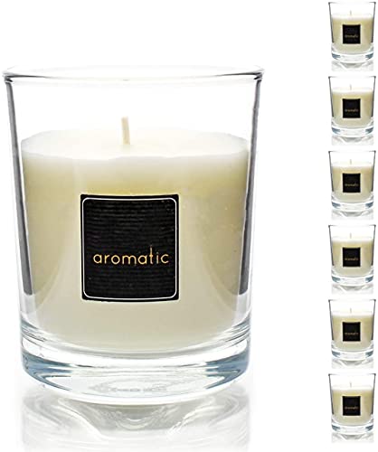 Vela cera Vegetal Perfumada en Vaso de Cristal 80x80mm, 125gr (Vainilla, 6 Vasos)