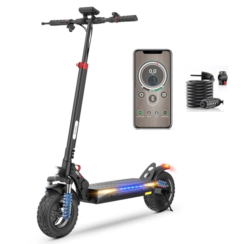 iScooter 800W Patinete Eléctrico Adultos con Candado, 480WH Batería, Autonomía Máxima De 40 KM, 10' Patinete Eléctrico Plegable, App Control, Carga 120 KG, Manillar Ajustable, Suspensión Cuádruple