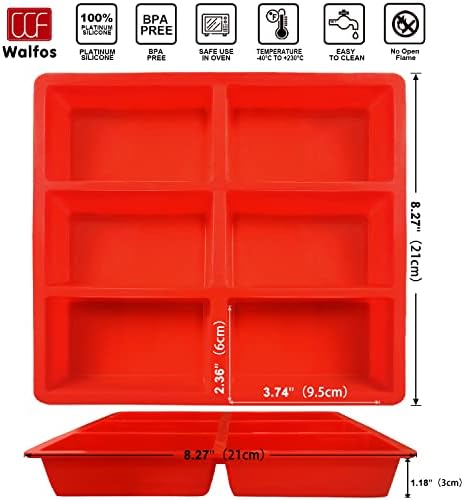 Walfos Silicone Mini Bread Baking Pan 6 Cavities Non-Stick Silicone Mini Loaf Pans 3 pcaks Food Grade Baking Mold For Bread, Cakes, Muffin, Dough, Easy Pop Out and Dishwasher Safe - Thumbnail 5