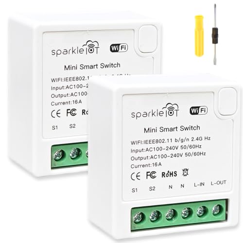Acmerota Smart Light Switch Module Work with Apple HomeKit Wall Switch Module Smart Light Switches Mini WiFi DIY Breaker Modules WIFI Relat