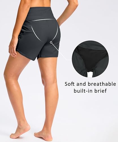 Viodia Women's High Waisted Swim Board Shorts UPF 50+