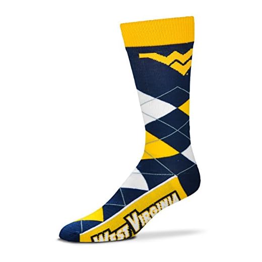 For Bare Feet NCAA Argyle Lineup Unisex Crew Dress Socks-One Size Fits Most-West Virginia