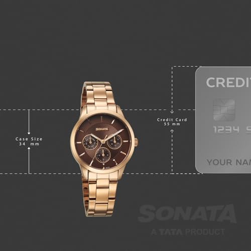 Image of Sonata Festive 2.0 Quartz Brown Round Dial Women's Watch | Stainless Steel Strap Material | Watches for Women Analog - 87113WM02