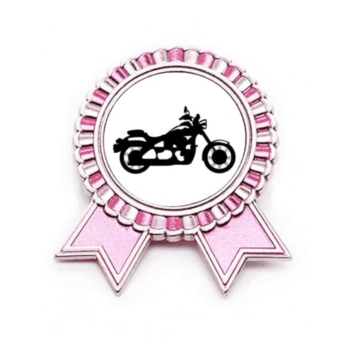 Broche mécanique moto noir rose de taille M en métal pour motard