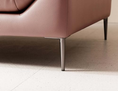 Image of Fabrique David Leatherette Sturdy Look lshape 4 Seater Sofa Set Light Pink | Luxury Comfortable Furniture Perfect for Home Guests Office & Living Room | Stainless Steel Legs