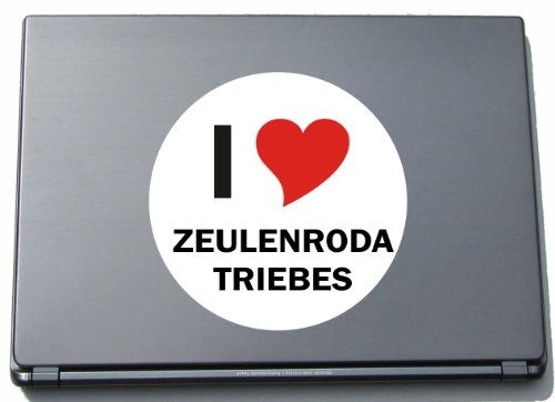 INDIGOS Amo la Etiqueta engomada Etiqueta engomada del Ordenador portátil Laptop Skin 210 mm con Nombre de la Ciudad Zeulenroda-Triebes