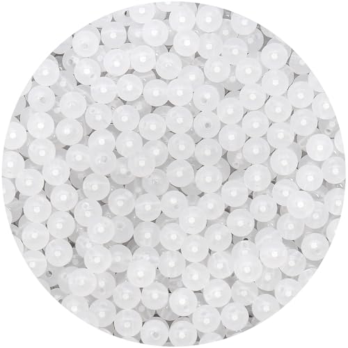 BONNY BOXX 1000PCs 6MM Jelly White Acrylic Round Beads, Smooth Transparent Acrylic Balls, Plastic Resin Gumball Bubblegum Chunky Beads for Necklace & Bracelet Making, Crafting Supplies