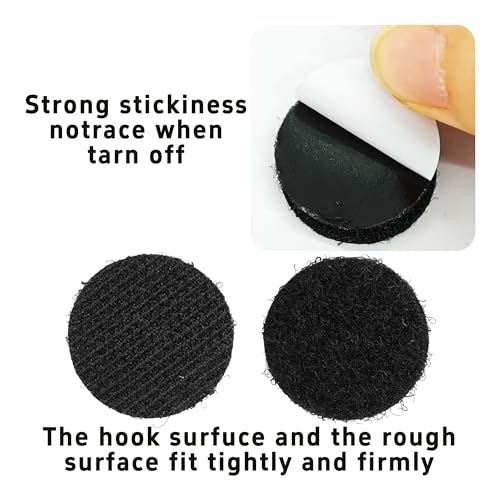 Image of pson 40Pcs 1 Inch Black Sticky Adhesive Dots, Round Hook and Loop Fasteners, Double Sided Self Adhesive Tape for Home Office Wall Mounting, Carpet Gripper, Industrial Strength Nylon