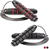 Redify Jump Rope,Jump Ropes for Fitness for Women Men and Kids,Speed Jumping Rope for Workout with Ball Bearings,Adjustable Skipping Rope for Exercise&Slim Body at Home School Gym (Red,Black)