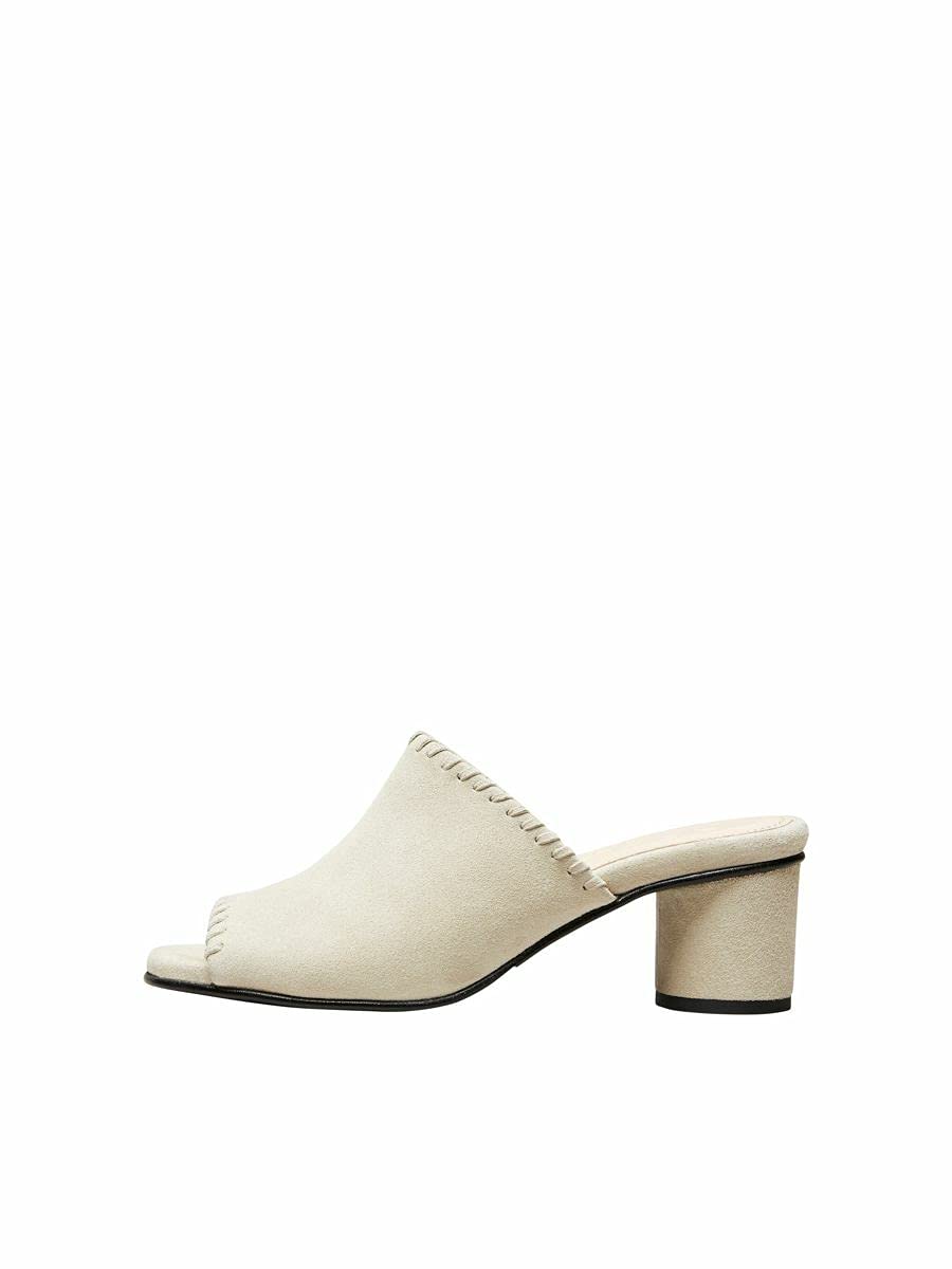 SELECTED FEMME Female Mules Goat Suede, Sand, 7 UK