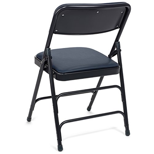Xl Series Vinyl Folding Card Table And Chair Set (5Pc) - Comfortable Padded Upholstery For Easy Cleaning - Fold Away Design, Easy Storage - Premium Quality, Wheelchair Accessible (Navy) #TOP4