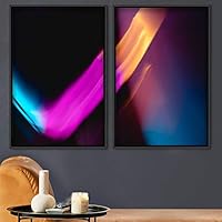 2 Piece Framed Canvas Wall Art Colorful Art Lights Canvas Prints Home Artwork Decoration for Living Room,Bedroom - 16