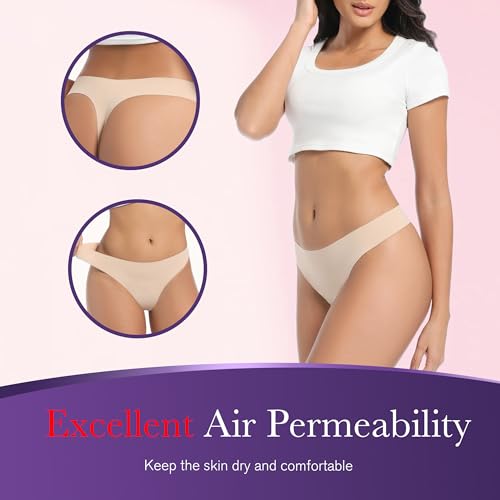 Image of Women's Incontinence Thong Panties Washable Light Absorbency Leak Proof Underwear Bladder Control 5 Pack (2 Black-3 Beige, 2XL)