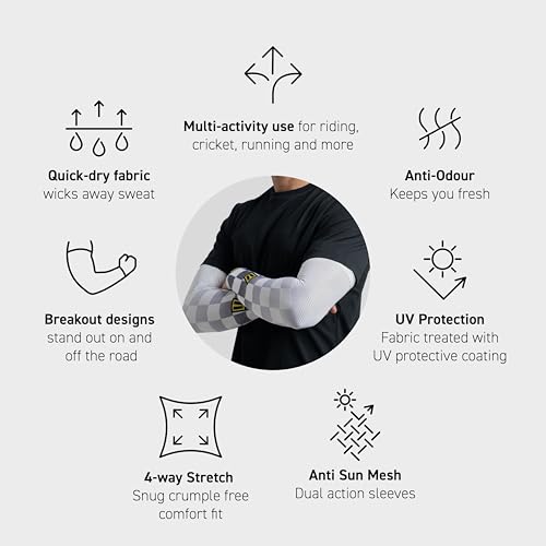 Image of TIIVRA Arm Sleeves, UV & Tan Protection, 4 - Way Stretch Arm /Hand sleeves for Men, Women for Riding, Biking, Cricket, Running, Sports