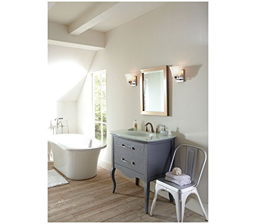 Image of Sea Gull Lighting 4411603-05 Bayfield Three-Light Bath or Wall Light Fixture with Satin Etched Glass Shades, Chrome Finish