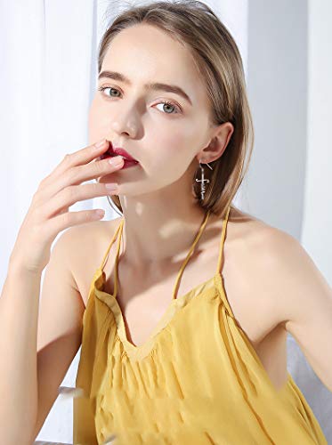 Cross Earrings 925 Sterling Silver Simple Faith Cross Dangle Earrings Religious Birthday Earrings for Women Girls Christian (Faith Cross Silver) - Image 3