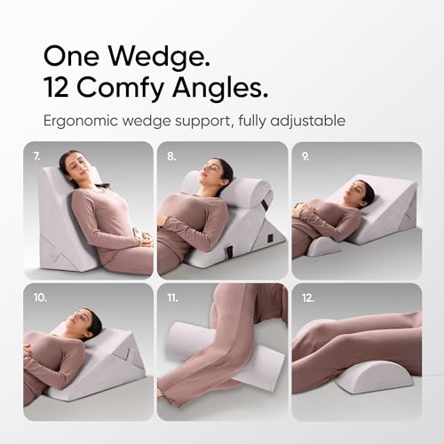 Image of Frido Adjustable Wedge Max Cushion, 12-Way Adjustable Pregnancy Pillow & Leg Elevation Pillow, Relieves Neck, Back & Shoulder Pain, Great for Reading, Sleeping & Relaxing | Slate Grey