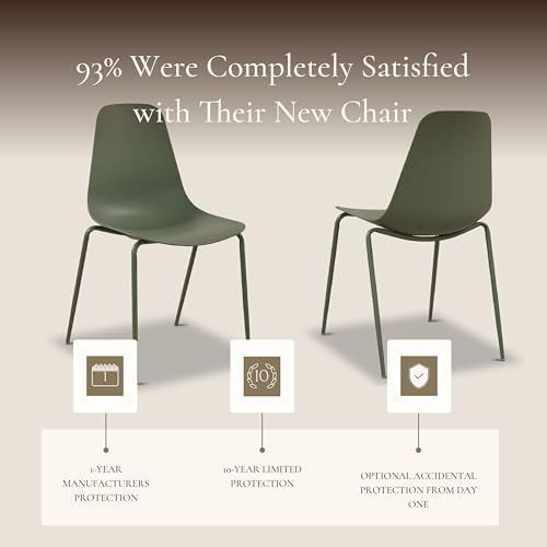 Image of Poly & BARK Isla Stackable Dining Chairs Set of 4 - Mid Century Modern Plastic Dining Chair with Metal Legs - Kitchen & Dining Room Chairs - Dining Table Chairs Set - Indoor /Outdoor - Pistachio Green
