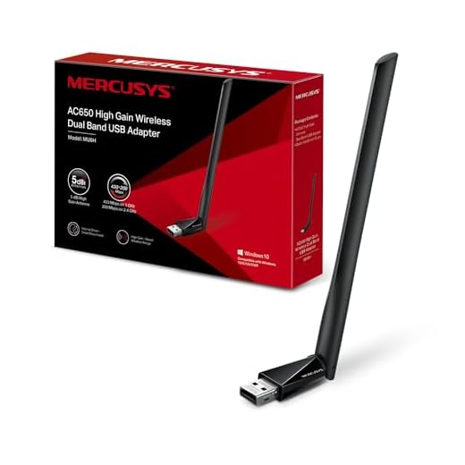 Mercusys TP-Link MU6H Adattatore AC650 WiFi USB ad Alto Guadagno, Chiavetta WiFi, Dual-Band, 200 Mbps su 2.4GHz con Tecnologia 256-QAM, 433Mbps su 5GHz, Compatibile con Windows 11/10/8.1/8/7/XP