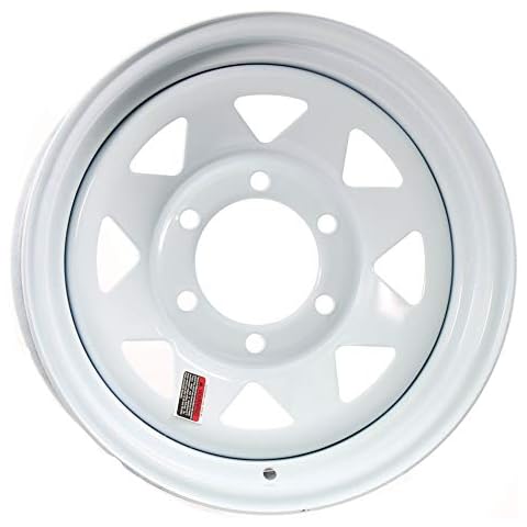 15" TRAILER STOCK UTILITY 6 LUG WHITE SPOKE WHEEL WHEELS RIMS 6X5.5 Cover
