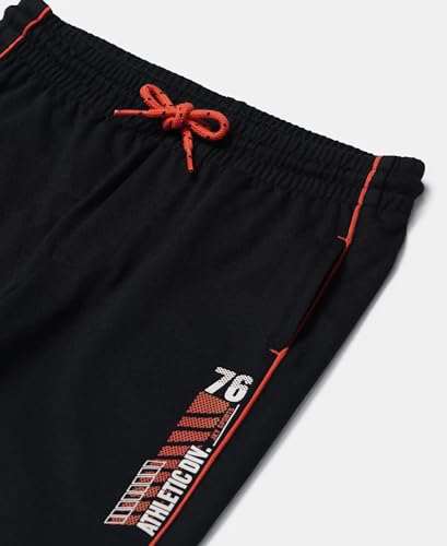 Image of Jockey AB13 Boys Super Combed Cotton Rich Graphic Printed Trackpants with Contrast Side Piping