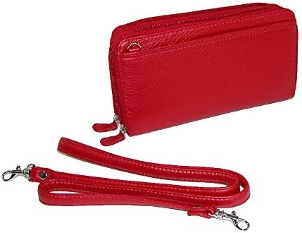 Buxton Pebbled Double Zip String Along Wallet RED - Image 3