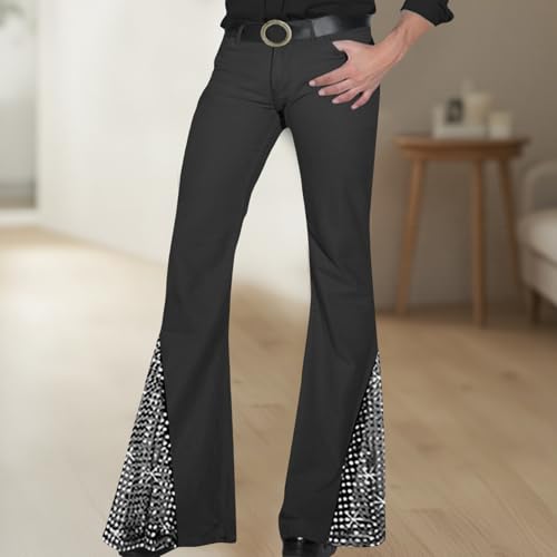 Men's Retro Sequin Flare Pants Casual Color Block Bell Bottoms Stylish All-Season Trousers for Party Daily Wear2