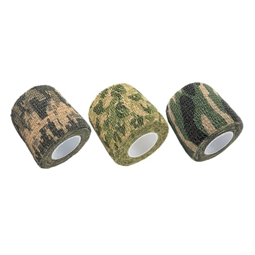 Alipis 3 Rollos Cinta Elástica de Camuflaje para Caza al Aire Autoadhesiva y Flexible Colores Bosque y Verde Hierba Ligera y Compacta para Uso Exteriores