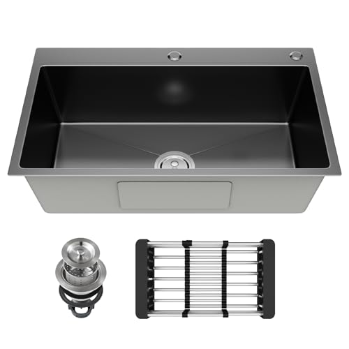 24 Inch Drop in Kitchen Sink Nano-Coated Topmount Single Bowl Stainless Steel Sink with Drain Kit and Fruit Baskets 24x18x8 (Nano)