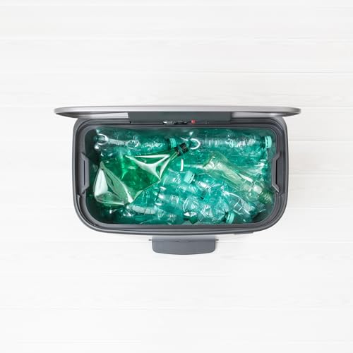 Image of Brabantia Bo Step-On Kitchen Trash Can with Single Compartment | Platinum | 16 Gal Inner Bucket | Soft-Close Garbage Can, Light Pedal Operation, Stay-Open Lid | Fits Against Wall | + Trash Bags