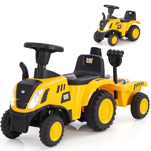 COSTWAY Kids Ride on Tractor with Detachable Trailer (Yellow 92x29x44cm)
