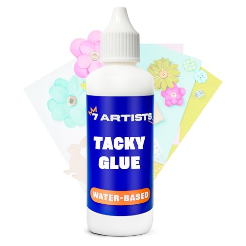 7 Artists Tacky Glue 80 ml – Cola Blanca Scrapbooking Transparente para Papel, Madera, Tela, Cartón & Más | Pegamento Manualidades con Secado Rápido & Fuerte Adhesión | Ideal para DIY