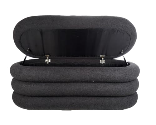 Big Bugatti Bunket – 120 x 50 x 50 cm – Panda Fabric, Natural Counter Wood Structure – Premium Modern Bench with Wooden Legs by No Comment Furniture (Deep Dark Gray 18)