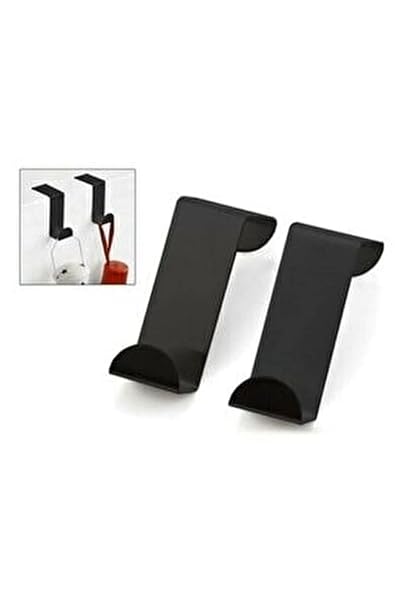 Medi Troia Pack of 4 Stainless Steel Reversible Over Door Cabinet Drawer Hooks Office Kitchen Towel Coat Hooks Rack (Black)