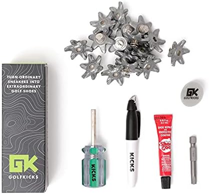 Golfkicks Golf Traction Kit for Sneakers with DIY Golf Spikes – Add Soft Spikes to Almost Any Shoe, 20 Count – As Seen On Shark Tank