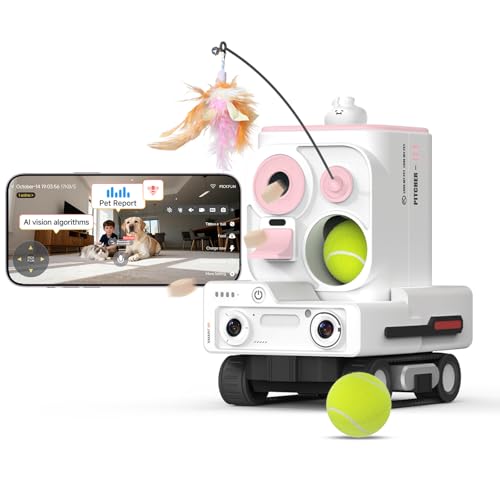 Image of Pmate AI Pet Camera Robot Companion for Dogs & Cats Robot Camera with Visual Recognition Remote Video Interaction Auto Feeding & Play Red Light Teaser Night Vision Auto Charging Pink