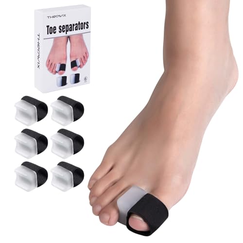 THERAVIX Gel Toe Separators for Women & Men, Big Toe Spacers Correcting Bunions, Toe Caps for Overlapping Toes, Bunions, Big Toe Alignment, Bunion Corrector - 6 Pack