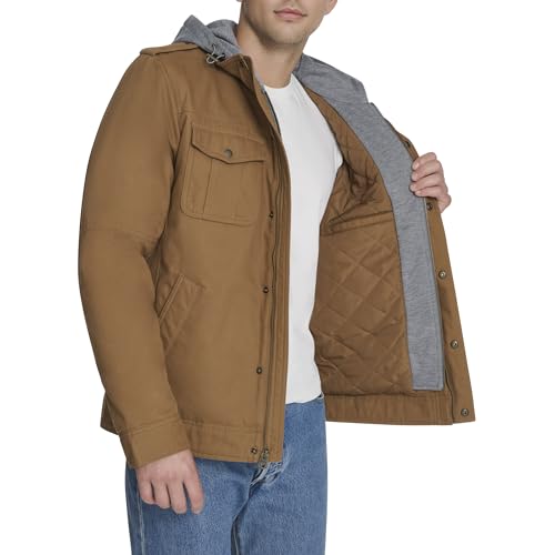 Levi's Herren Militärjacke aus gewaschener Baumwolle mit Kapuze, Braune, weiche Baumwolle, S 2