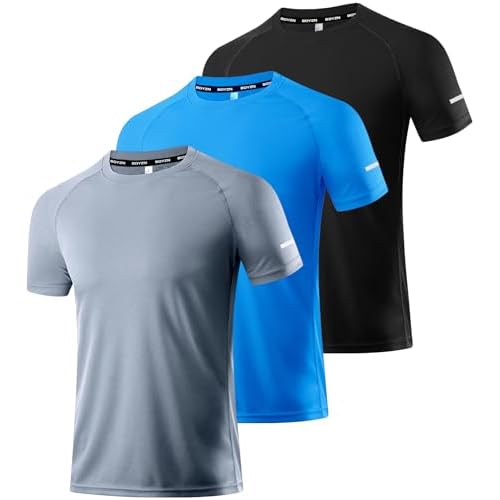 Boyzn 1 or 3 Pack Men’s Workout Running Shirts, Dry Fit Moisture Wicking T-Shirts, Sports Gym Athletic Short Sleeve Shirts