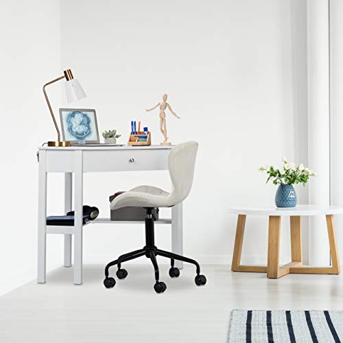 Bureau d’angle avec étagère meuble blanc 76x107x72 cm compact - 3