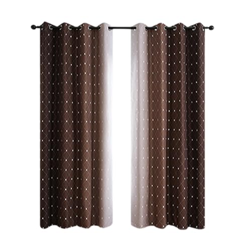 simplmasygenix Polka Dot Blackout Curtain Thermal Insulated Room Darkening Window Treatments- Grommet Top, 2 Panels Gradient Color Light Blocking Window Drapes for Bedroom, Living Room (Brown)