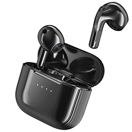 GOALSEN J-Series J03 Exquisite Bluetooth Headphones –Dual Bluetooth Wireless Earbuds Pressure-Touch Control, Bass Boost Stereo Sound, Built-in Mic and Sweat Resistant for Gym Running Workout-Black