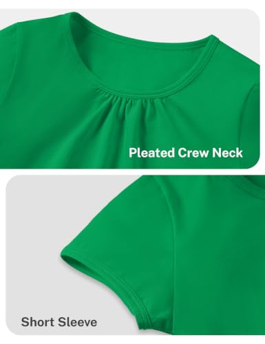 Image of Girls Short Sleeve Shirts Cotton Crew Neck T-Shirt Kids Plain Tees Tops Size