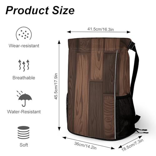 Drawstring Gym Backpack with Shoe Compartment And Wet Pocket, 28L Lightweight Waterproof Dark Brown Style Sports Backpack for Workout Swim Beach Travel String Bag for Men Women2