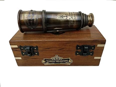 Generic 1920 DOLLOND London Brass Maritime Vintage Telescope, Nautical Spyglass Antique Mounted Solid Brass 15 Inch Pirate Telescope with Wooden Box., Same As Picture, SS-083
