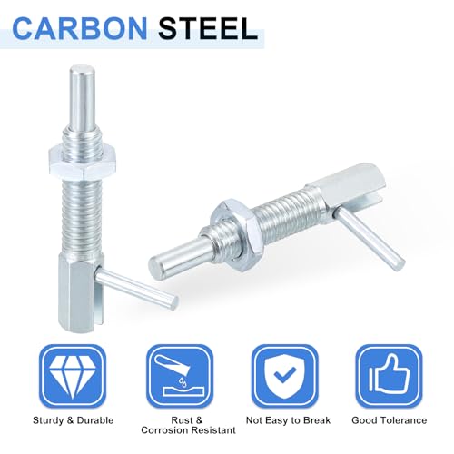 QUARKZMAN 2 Stück Ausziehbarer Indexierungs-Spannstift, M8 l Feder-Spannstift aus Kohlenstoffstahl mit Federbelasteter Riegel mit Mutter für Maschinenbau Schiffbau