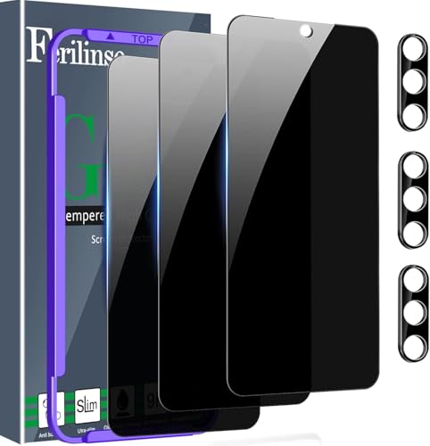 Ferilinso 3 Pack Privacy Screen Protector for Samsung Galaxy S25 Plus 9H Military-Grade Shatterproof Tempered Glass Easy installation Fingerprint Compatible Case Friendly Camera Lens Protector