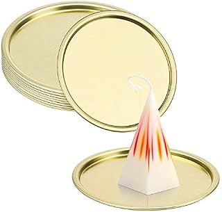 10 Pcs Candle Plates Metal Pillar Candle Holder Decorative Candle Tray Candlestick Candle Stand Tea Light Holder Table Decor for Incense Cones, Spa,Candles,Wedding,Home,Party